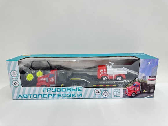 Машинка-автовоз на пульте р/у, в комплекте 1 маленькая машинка, световые эффекты, USB зарядное устро